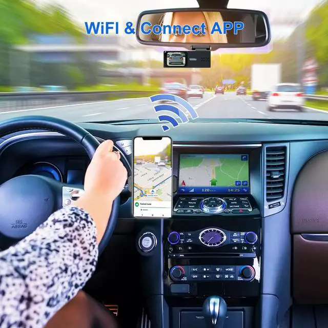 Alt view image 5 of 6 - KSPIV Dash Cam Front and Rear Video Recorder 120°Wide Angle Dashboard Camera for Cars 1.47 inch IPS Screen 1920*1080P WiFi Car Mini Dash Camera Loop Recording, Easy Install with 32G Card