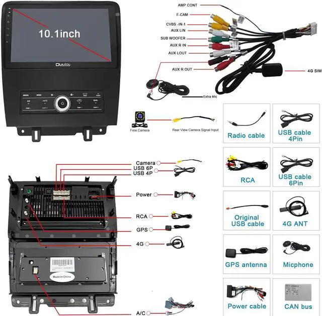 Alt view image 6 of 6 - KSPIV Android 13 Car Stereo for Ford Mustang 2010 2011 2012 2013 2014 Radio 10.1 inch Touch Screen 1280 * 720 CarPlay Android Auto WiFi GPS Navigation 4GB+32GB BlT AM FM