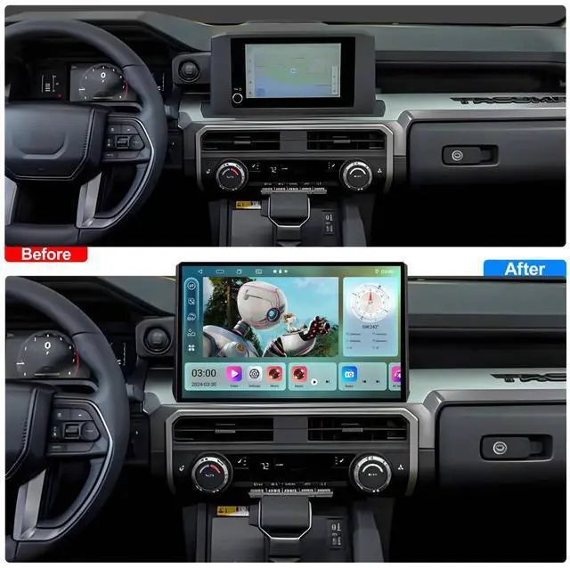 Alt view image 2 of 7 - Kspiv 15 Inch HD IPS Screen Android Car Stereo Radio GPS Navigation Multimedia Player for Toyota  Tacoma 4Runner 2024 2025 Wilrless CarPlay Android Auto