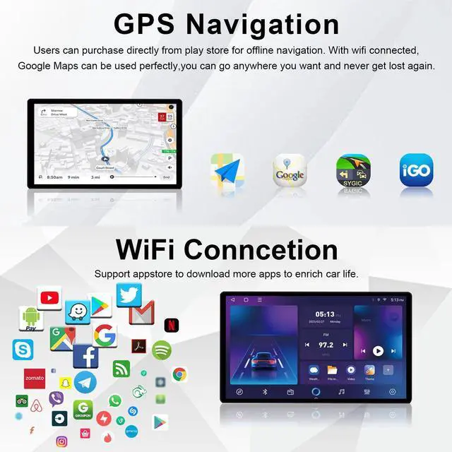 Alt view image 5 of 7 - Kspiv 15 Inch HD IPS Screen Android Car Stereo Radio GPS Navigation Multimedia Player for Toyota  Tacoma 4Runner 2024 2025 Wilrless CarPlay Android Auto