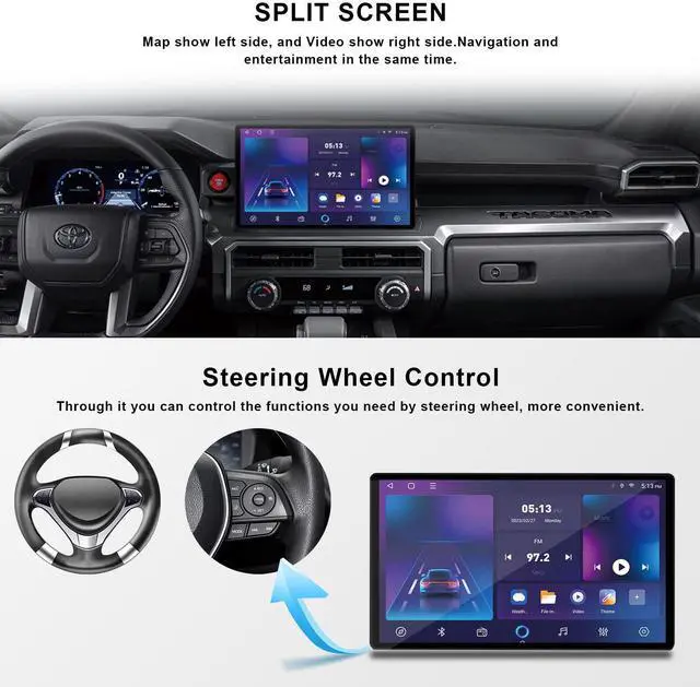 Alt view image 7 of 7 - Kspiv 15 Inch HD IPS Screen Android Car Stereo Radio GPS Navigation Multimedia Player for Toyota  Tacoma 4Runner 2024 2025 Wilrless CarPlay Android Auto