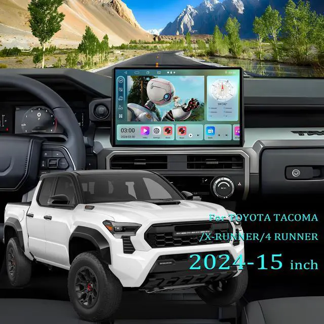 Main image of Kspiv 15 Inch HD IPS Screen Android Car Stereo Radio GPS Navigation Multimedia Player for Toyota  Tacoma 4Runner 2024 2025 Wilrless CarPlay Android Auto