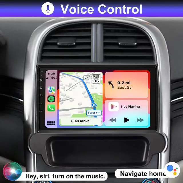 Alt view image 5 of 6 - KSPIV 9 inch Car Radio Stereo for Chevrolet Chevy Malibu Stereo 2011-2014 Android 14 Car Radio with Wireless CarPlay Android Auto Bluetooth WiFi GPS Mirror Link Backup Camera AM/FM Radio 2+64G/4+64G