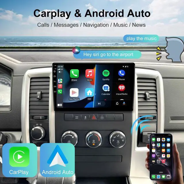 Alt view image 3 of 6 - KSPIV 10 Inch Car Stereo for Jeep Wrangler JK 2007-2016/Compass Patriot/Dodge RAM Charger, Android Head Unit with Wireless Carplay & Android Auto,GPS Navi BT Rear Camera FM AM 2+64G/4+64G