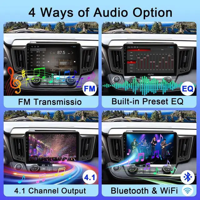 Alt view image 6 of 7 - KSPIV 10.1 Inch Car Radio Stereo for 2013-2018 Toyota RAV4 Head Unit with Wireless Carplay/Android Auto Android 14 4+64G Radio Support GPS Navigation/WiFi/Bluetooth/Backup Camera