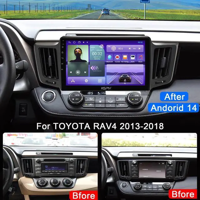 Alt view image 2 of 7 - KSPIV 10.1 Inch Car Radio Stereo for 2013-2018 Toyota RAV4 Head Unit with Wireless Carplay/Android Auto Android 14 4+64G Radio Support GPS Navigation/WiFi/Bluetooth/Backup Camera