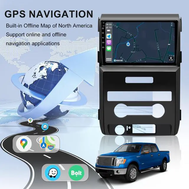 Alt view image 4 of 6 - KSPIV 9 inch Car Radio for Ford F150 2009-2014 Android Head Unit with Wireless CarPlay/Android Auto Bluetooth WiFi GPS Navigation Backup Camera 2G+64GB