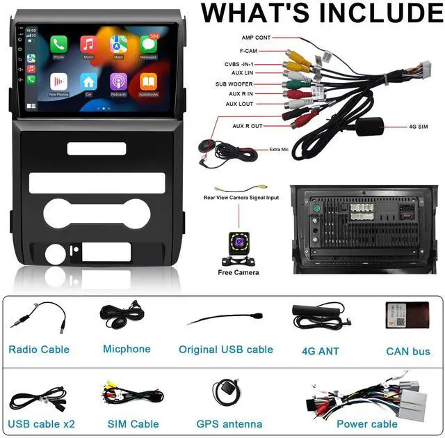 Alt view image 6 of 6 - KSPIV 9 inch Car Radio for Ford F150 2009-2014 Android Head Unit with Wireless CarPlay/Android Auto Bluetooth WiFi GPS Navigation Backup Camera 2G+64GB