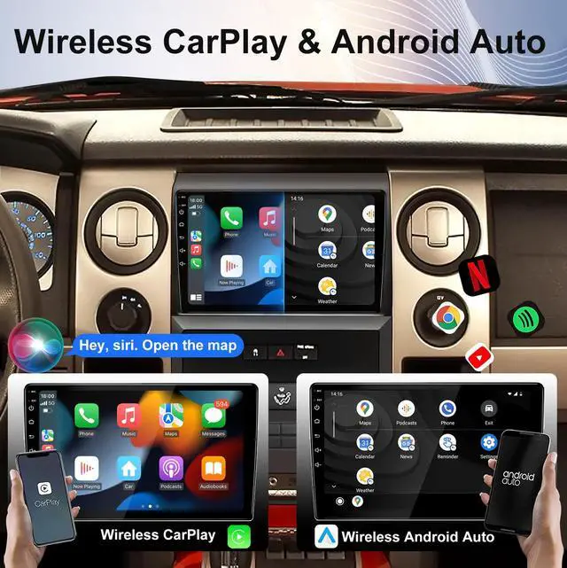 Alt view image 3 of 6 - KSPIV 9 inch Car Radio for Ford F150 2009-2014 Android Head Unit with Wireless CarPlay/Android Auto Bluetooth WiFi GPS Navigation Backup Camera 2G+64GB