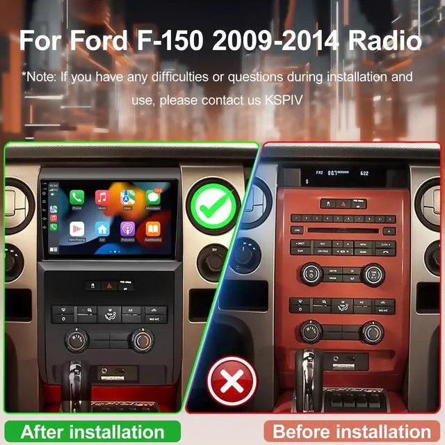 Alt view image 2 of 6 - KSPIV 9 inch Car Radio for Ford F150 2009-2014 Android Head Unit with Wireless CarPlay/Android Auto Bluetooth WiFi GPS Navigation Backup Camera 2G+64GB