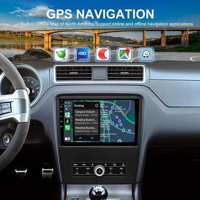 Alt view image 5 of 6 - KSPIV 10.1 inch Car Stereo for Ford Mustang 2010 2011 2012 2013 2014 Wireless CarPlay & Android Auto, Android Head Unit with 1280 * 720 WiFi GPS Navigation BT 2+64G/4+64G AM FM