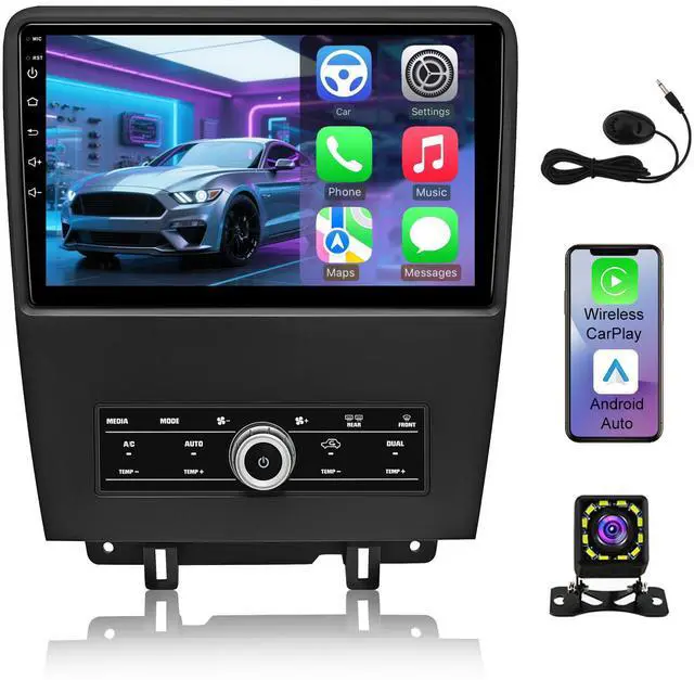 Main image of KSPIV 10.1 inch Car Stereo for Ford Mustang 2010 2011 2012 2013 2014 Wireless CarPlay & Android Auto, Android Head Unit with 1280 * 720 WiFi GPS Navigation BT 2+64G/4+64G AM FM