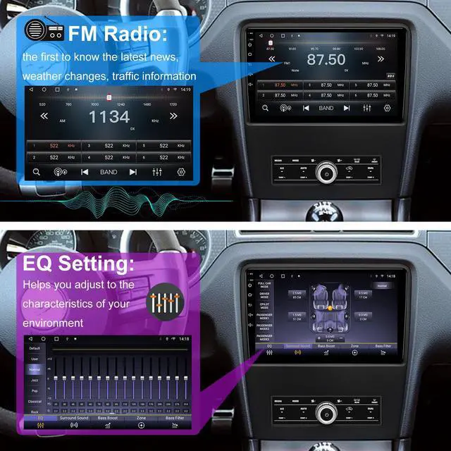 Alt view image 4 of 6 - KSPIV 10.1 inch Car Stereo for Ford Mustang 2010 2011 2012 2013 2014 Wireless CarPlay & Android Auto, Android Head Unit with 1280 * 720 WiFi GPS Navigation BT 2+64G/4+64G AM FM