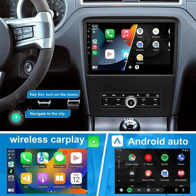 Alt view image 3 of 6 - KSPIV 10.1 inch Car Stereo for Ford Mustang 2010 2011 2012 2013 2014 Wireless CarPlay & Android Auto, Android Head Unit with 1280 * 720 WiFi GPS Navigation BT 2+64G/4+64G AM FM