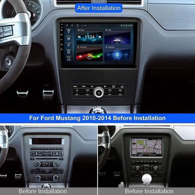 Alt view image 2 of 6 - KSPIV 10.1 inch Car Stereo for Ford Mustang 2010 2011 2012 2013 2014 Wireless CarPlay & Android Auto, Android Head Unit with 1280 * 720 WiFi GPS Navigation BT 2+64G/4+64G AM FM