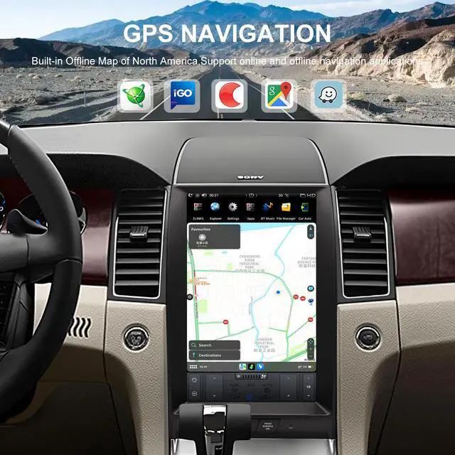 Alt view image 5 of 6 - KSPIV 13.3 inch Car Stereo Radio for Ford Taurus 2012 2013 2014 2015 2016, Wireless Carplay/Android Auto,Android Head Unit with Bluetooth WiFi FM/AM  SWC Backup Camera 4G+64GB