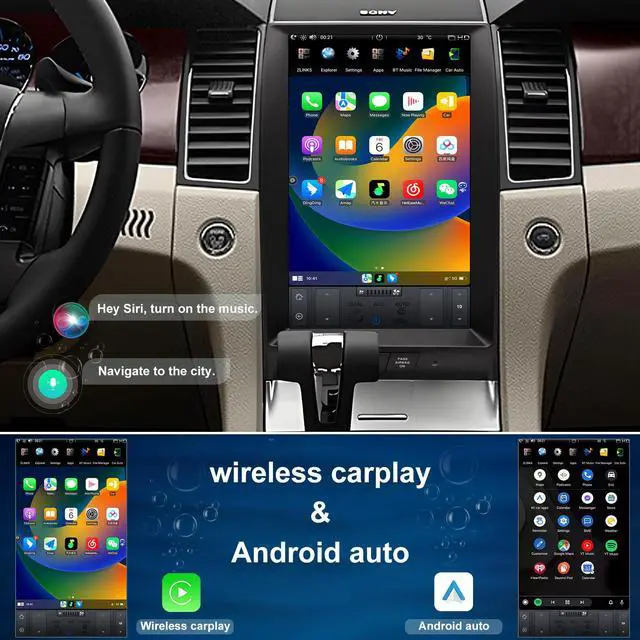 Alt view image 3 of 6 - KSPIV 13.3 inch Car Stereo Radio for Ford Taurus 2012 2013 2014 2015 2016, Wireless Carplay/Android Auto,Android Head Unit with Bluetooth WiFi FM/AM  SWC Backup Camera 4G+64GB