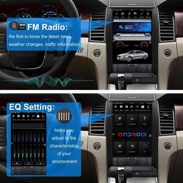 Alt view image 4 of 6 - KSPIV 13.3 inch Car Stereo Radio for Ford Taurus 2012 2013 2014 2015 2016, Wireless Carplay/Android Auto,Android Head Unit with Bluetooth WiFi FM/AM  SWC Backup Camera 4G+64GB