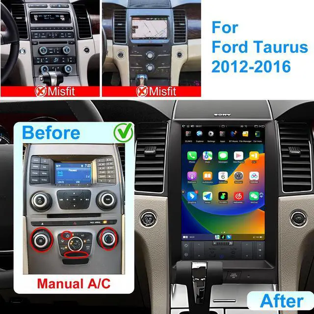 Alt view image 2 of 6 - KSPIV 13.3 inch Car Stereo Radio for Ford Taurus 2012 2013 2014 2015 2016, Wireless Carplay/Android Auto,Android Head Unit with Bluetooth WiFi FM/AM  SWC Backup Camera 4G+64GB