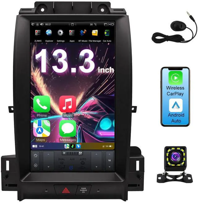 Main image of KSPIV 13.3 inch Car Stereo Radio for Ford Taurus 2012 2013 2014 2015 2016, Wireless Carplay/Android Auto,Android Head Unit with Bluetooth WiFi FM/AM  SWC Backup Camera 4G+64GB