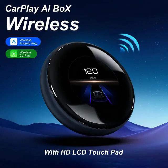 Main image of KSPIV AI Box Wireless CarPlay & Android Auto Adapter, supports Netflix/YouTube/TikTok/SD card, Qualcomm Snapdragon LCD touchscreen with 4+64G/8+128G voice control app downloads plug and play