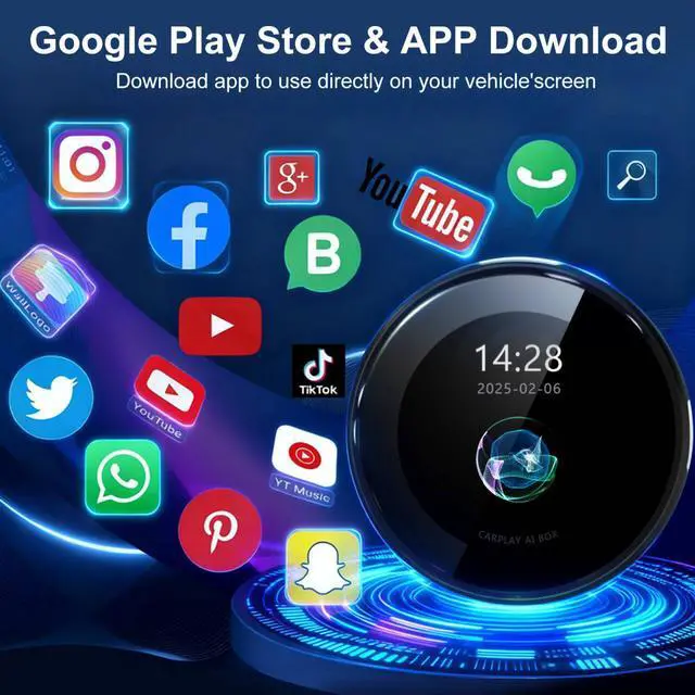 Alt view image 5 of 7 - KSPIV AI Box Wireless CarPlay & Android Auto Adapter, supports Netflix/YouTube/TikTok/SD card, Qualcomm Snapdragon LCD touchscreen with 4+64G/8+128G voice control app downloads plug and play