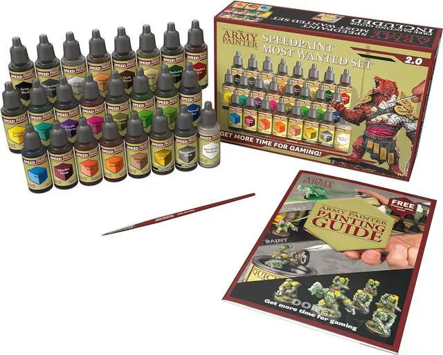Alt view image 2 of 5 - The Army Painter Speedpaint Most Wanted Set 2.0-24x18ml Speed Model Paint Kit Pre Loaded with Mixing Balls and 1 Brush- Base, and 1 Painting Guide - Model Paint Set for Plastic Models