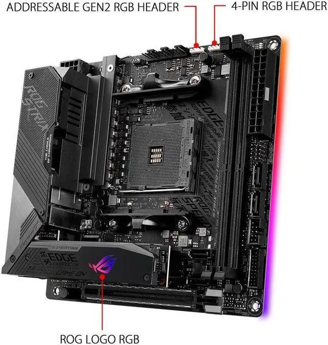 Alt view image 2 of 10 - ASUS ROG Strix X570-I Gaming, X570 Mini-ITX Gaming Motherboard, AMD Ryzen 3000 with PCIe 4.0, WiFi 6 (802.11ax), Intel Gigabit Ethernet, SATA 6Gb/s