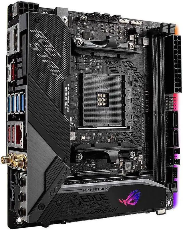 Main image of ASUS ROG Strix X570-I Gaming, X570 Mini-ITX Gaming Motherboard, AMD Ryzen 3000 with PCIe 4.0, WiFi 6 (802.11ax), Intel Gigabit Ethernet, SATA 6Gb/s