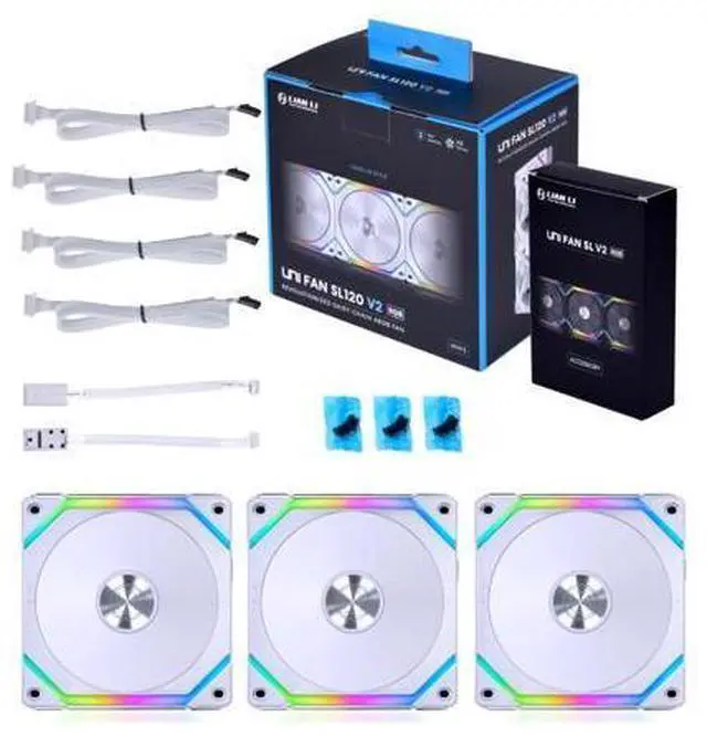 Alt view image 7 of 7 - Lian Li UNI Fan SL120 V2 RGB White- UF-SL120V2-3B PC Cooling Computer ARGB Case Fans Heatsink Cooler( 3 Pack - with Controller)