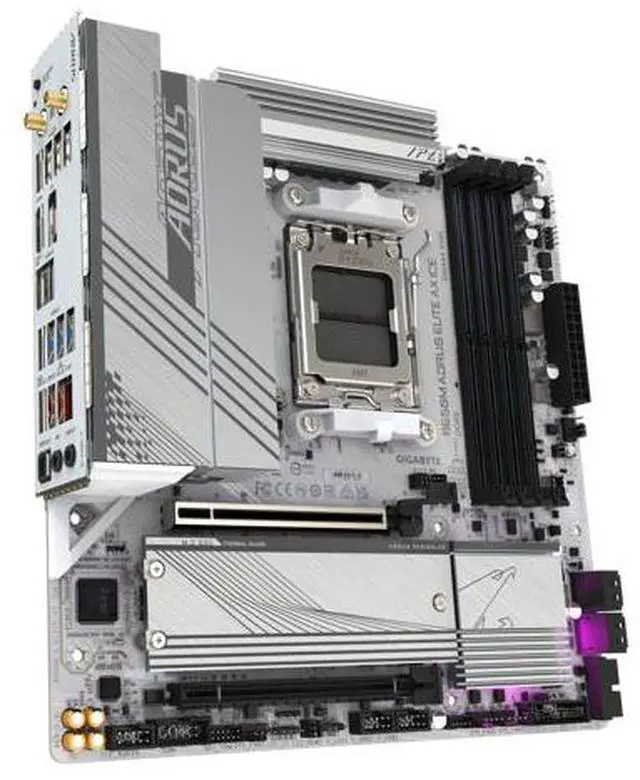 Alt view image 2 of 5 - GIGABYTE B650M AORUS ELITE AX ICE AM5 LGA 1718 AMD B650 M-ATX Motherboard, DDR5, 2x M.2, PCIe 5.0, USB 3.2 Gen2X2 Type-C, 2.5GbE LAN, Q-Flash Plus, EZ-Latch
