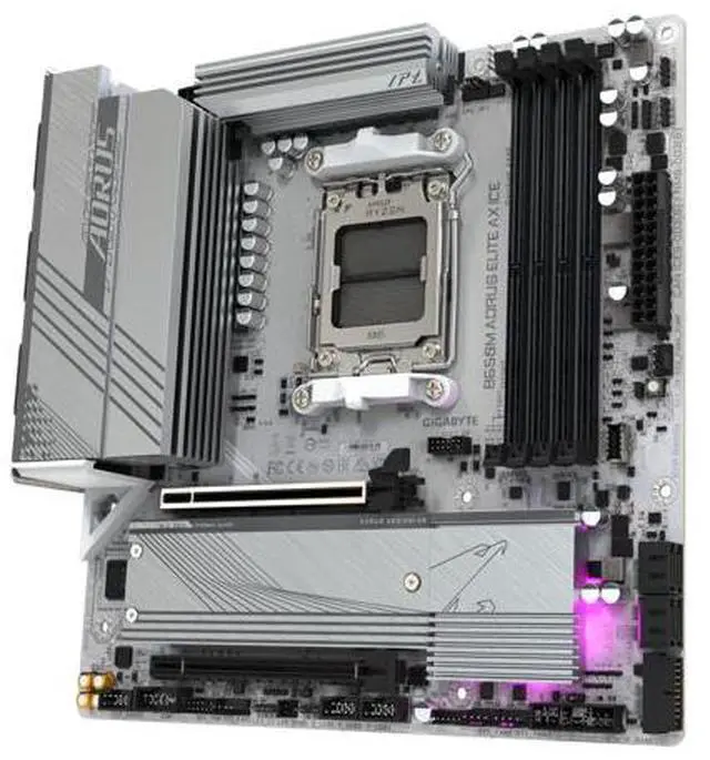 Alt view image 3 of 5 - GIGABYTE B650M AORUS ELITE AX ICE AM5 LGA 1718 AMD B650 M-ATX Motherboard, DDR5, 2x M.2, PCIe 5.0, USB 3.2 Gen2X2 Type-C, 2.5GbE LAN, Q-Flash Plus, EZ-Latch