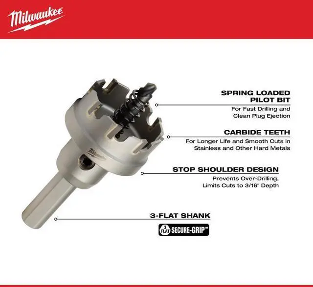 Alt view image 2 of 4 - Milwaukee 1/4 in. Carbide Grit Brad/Pilot Point Hole Cutter 1 pk