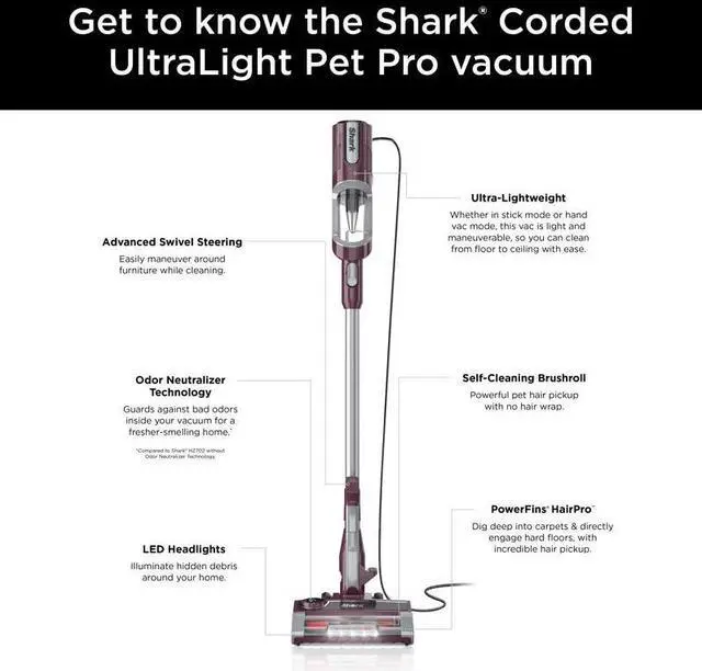 Alt view image 2 of 4 - Shark UltraLight PetPro Bagged Corded Foam Sleeve Filter Stick Vacuum