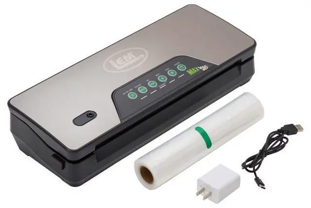 Alt view image 2 of 4 - LEM Products MaxVacGo Black/Silver Food Vacuum Sealer