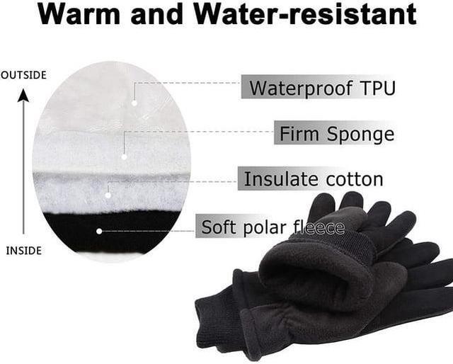 Alt view image 5 of 7 - G & F 3M Thinsulate Lining Winter Outdoor Gloves, Themo Gloves, Black/Grey, 1 Pair