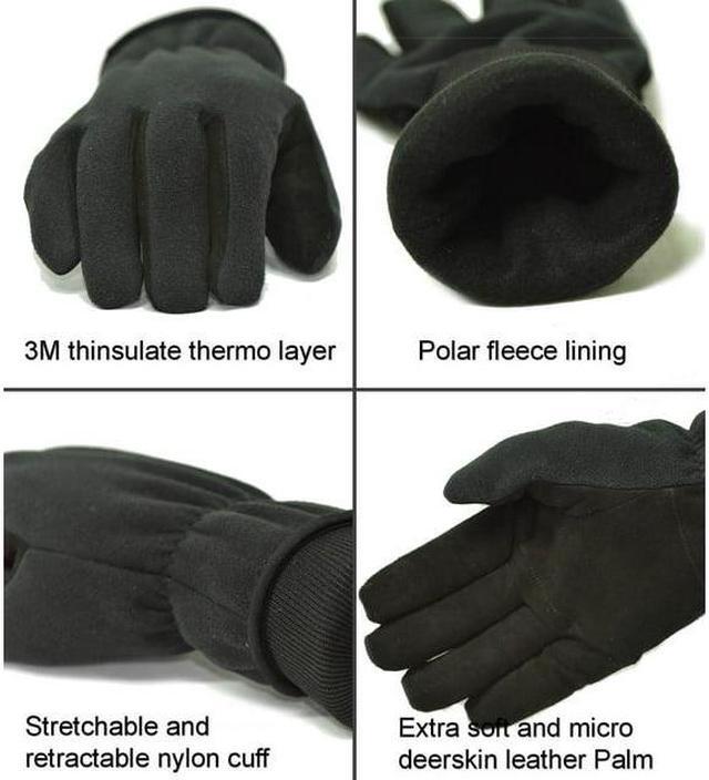 Alt view image 4 of 7 - G & F 3M Thinsulate Lining Winter Outdoor Gloves, Themo Gloves, Black/Grey, 1 Pair