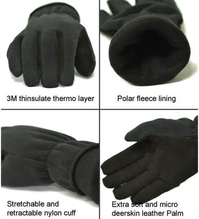 Alt view image 5 of 7 - G & F 3M Thinsulate Lining Winter Outdoor Gloves, Themo Gloves, Black/Grey, 1 Pair Medium
