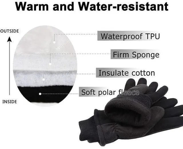 Alt view image 6 of 7 - G & F 3M Thinsulate Lining Winter Outdoor Gloves, Themo Gloves, Black/Grey, 1 Pair X-Large