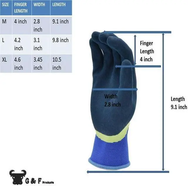 Alt view image 3 of 7 - G & F Gardening Safety Men's Gloves 1536-6 Double Micro Foam , 6 Pair, Color Green Medium