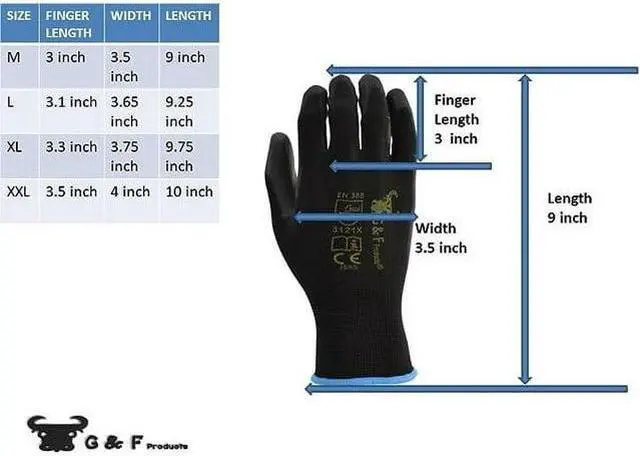 Alt view image 2 of 5 - 12 Pairs Men Work Gloves Rubber Coated Ideal for General Duty Work - Large Multi-Color XX-Large