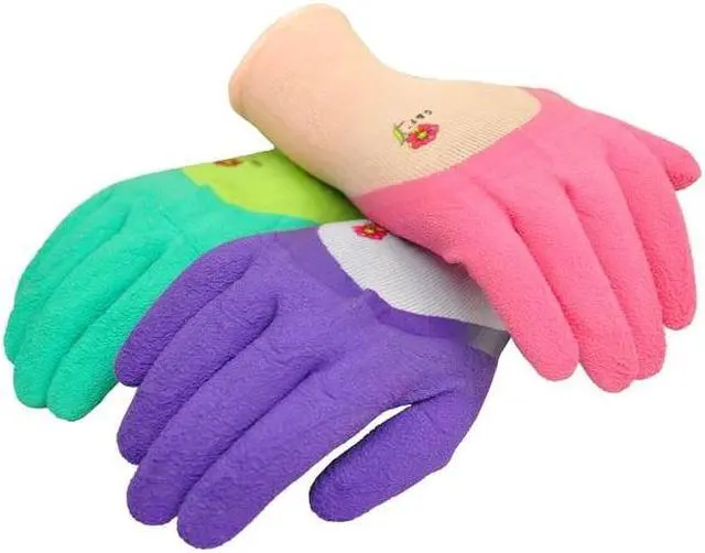 Alt view image 2 of 6 - G & F Women Garden Gloves 2030, Micro Foam Nylon Latex Coated, 3 Pairs Assorted