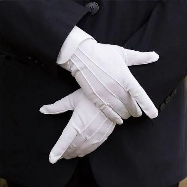 Alt view image 5 of 7 - G & F 100% White Cotton Marching Band Parade Glove Formal Dress gloves service gloves inspection gloves Medium 12 Pairs