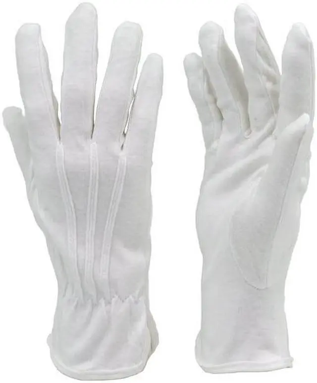 Main image of G & F 100% White Cotton Marching Band Parade Glove Formal Dress gloves service gloves inspection gloves Medium 12 Pairs