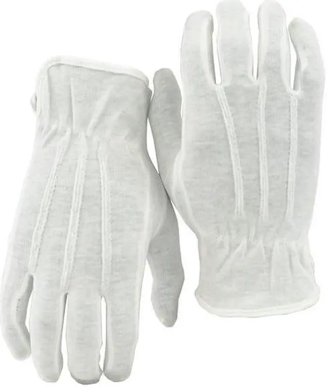 Alt view image 7 of 7 - G & F 100% White Cotton Marching Band Parade Glove Formal Dress gloves service gloves inspection gloves Medium 12 Pairs