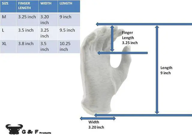Alt view image 3 of 7 - G & F 100% White Cotton Marching Band Parade Glove Formal Dress gloves service gloves inspection gloves Medium 12 Pairs