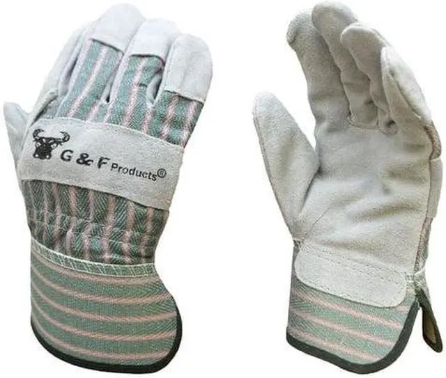 Alt view image 7 of 7 - G&F Gardening Gloves, Safety Cuff, Leather, Pack 1, Age 4 to 6 Color Brown Cowhide Leather