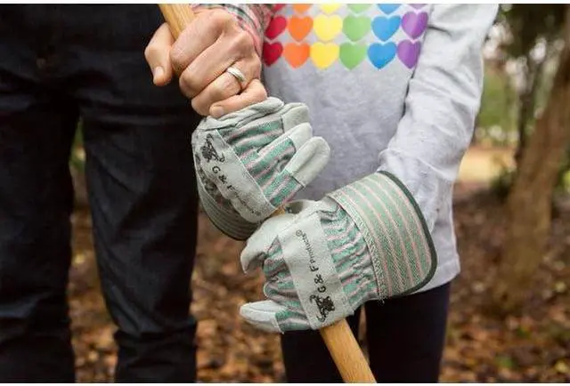 Alt view image 4 of 7 - G&F Gardening Gloves, Safety Cuff, Leather, Pack 1, Age 4 to 6 Color Brown Cowhide Leather