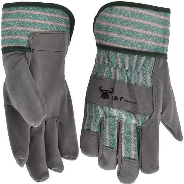 Main image of G & F Kids Work Gloves Safety Cuff, Leather, 1 Pair, Size Medium, Gender Unisex Color Brown