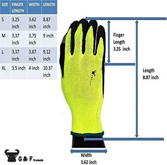 Alt view image 3 of 6 - G & F Gloves for Work and Garden, Micro-Foam Textured Coated Palm, 6 Pairs, Color Green